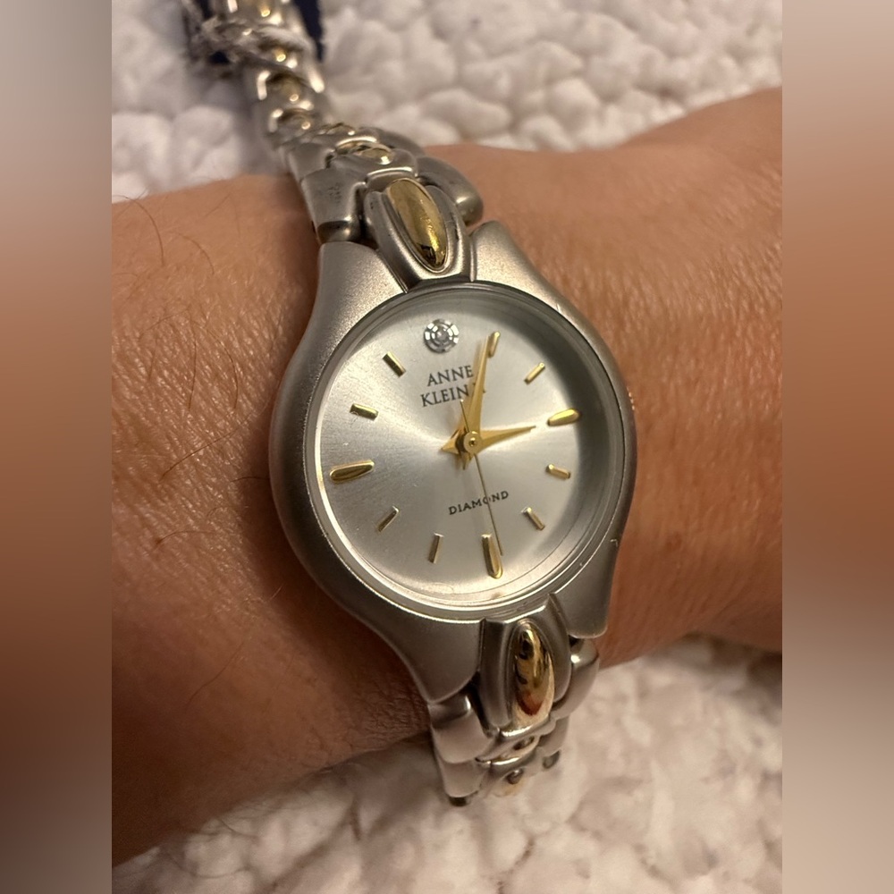 Vintage Anne Klein II Diamonds Women's 2-Tone Bracelet Fashion Watch